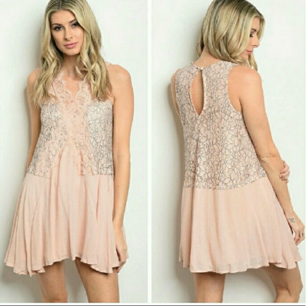 Pink lace babydoll dress